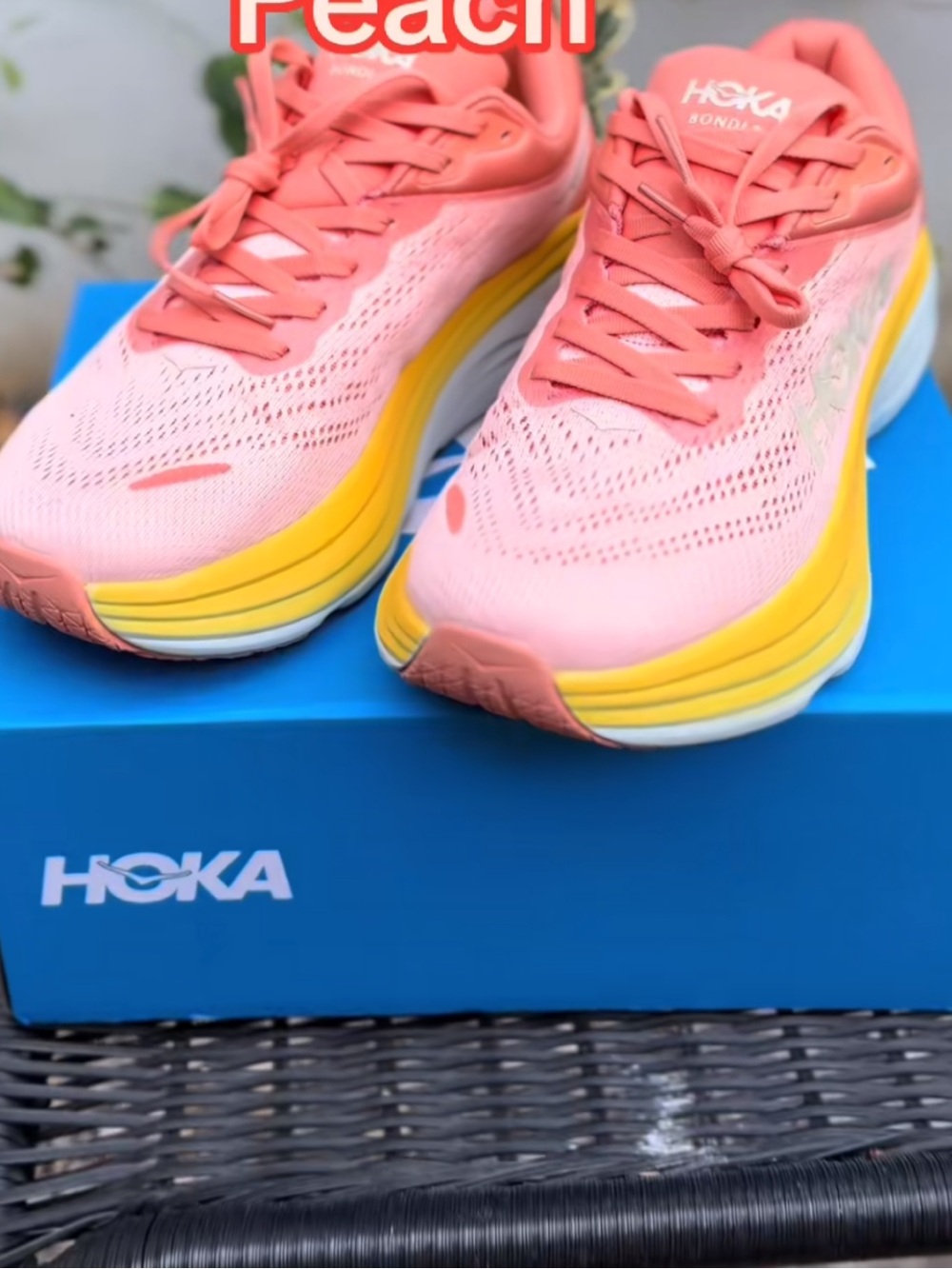 Hoka Bondi 8 Shell Coral / Peach Parfait - Orange and Yellow Running Shoes